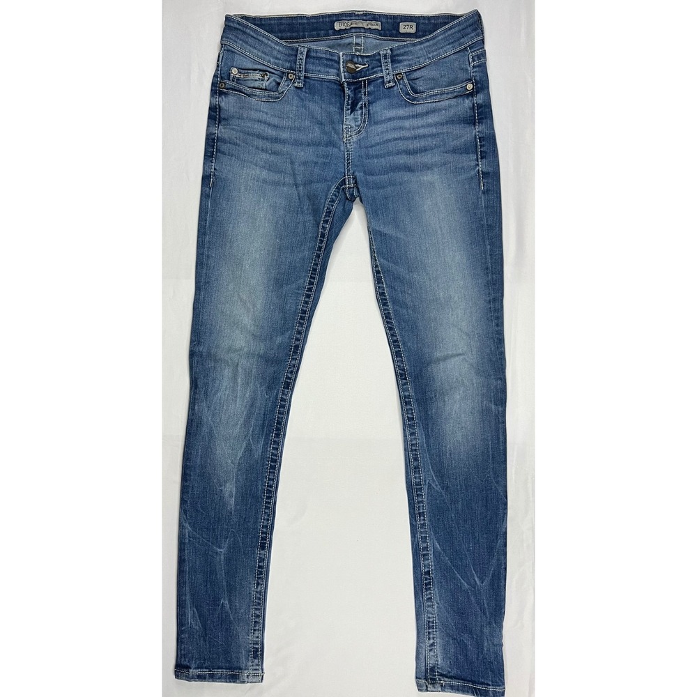BKE Stella Skinny Jeans Womens 27R Medium Wash Distressed Mid Rise ABK911